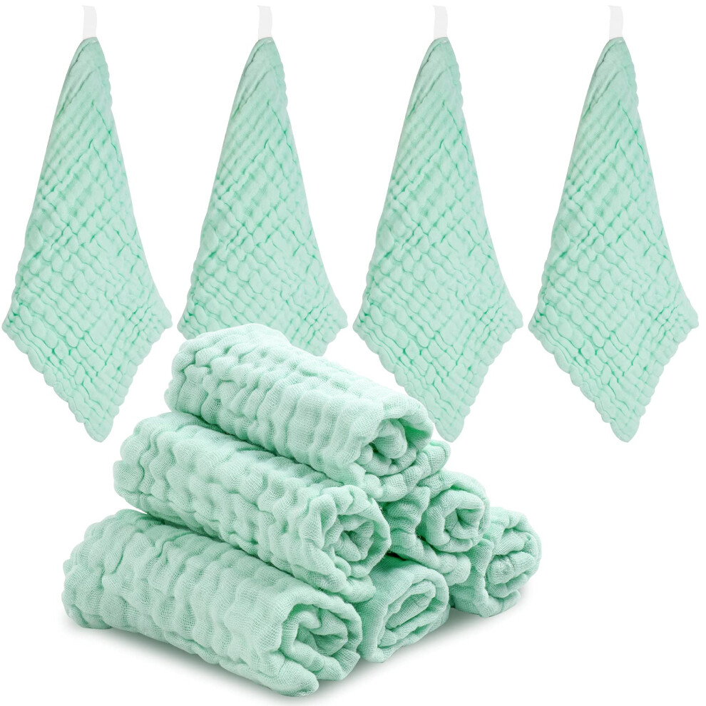 Baby Muslin Cloths Squares,10 Pack 30X30cm Extra Soft Breathable Baby Washcloths, 6 Layers Organic Cotton, Unisex Reusable Baby Face Towels F Abirdon