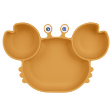 Vicloon Baby Suction Toddler Plates, Non Slip Silicone Weaning Plates for Most Highchairs Trays (Brown-Yellow)