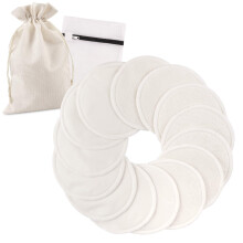 PHOGARY 14 PCS Washable Nursing Pads, Reusable Organic Bamboo Breast Pads with Laundry Bag and Storage Bag - Soft, Absorbent, Hypoallergenic, Eco Pad