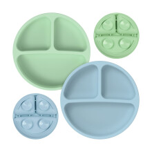 Baby Suction Plates - RIGHTWELL 2 Pack Silicone Baby Weaning Plate, Baby Plates with Suction for Toddlers Kids Self Feeding - Non-Slip Suction Divide