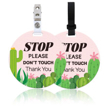 ORIGACH 2 Pack Stop Do Please Do Not Touch Baby Signs, Cactus Aloe No Touching Baby Car Seat Sign or Stroller Tag with Hanging Strap and Clip, No Tou