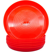Bloomsworld 8 Toddler Plastic Plates Set, Reusable, BPA Free, Kids Nursery Tableware for Boys and Girls - Red