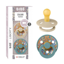 BIBS Liberty Pacifier | 2 Colour Natural Rubber Latex Soothers | Size 1 (0-6 Months) BPA Free Dummy Pacifier | Round Nipple | Designed & Made in Denm