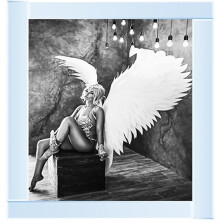 Sitting Angel White Wings Wall Art 55Cm