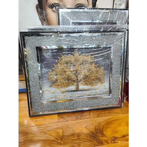 Crushed Gold Blossom Tree Art 45x45Cm