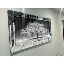 Blossom Tree Silver 3D Glitter Art 85x45Cm