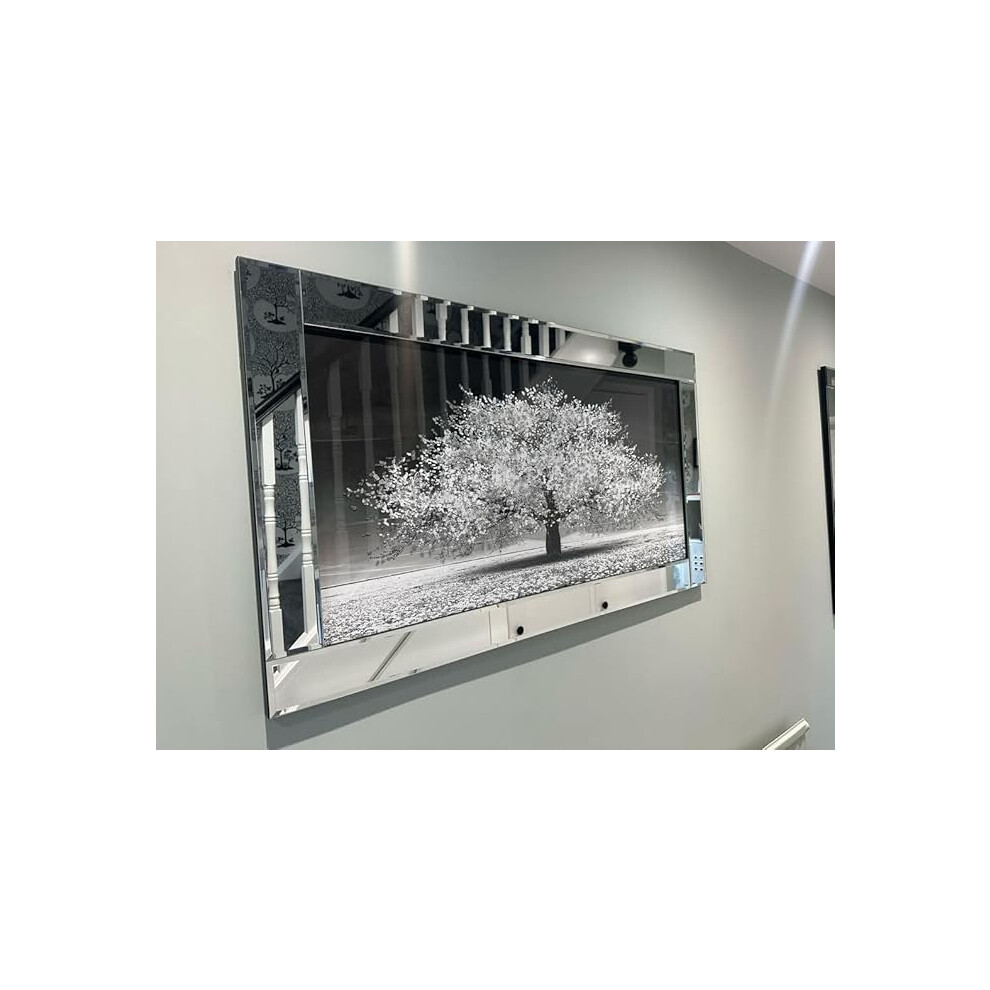 Biznest Blossom Tree 3D Glitter Art 85X45cm Silver