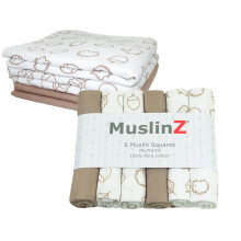 MuslinZ Muslin Cloths for Baby - Baby Burp Cloths - 6 Pack Muslin Squares - Large 70x70cm - Pure Cotton - Soft, Absorbent & Breathable - Multi Use Ne