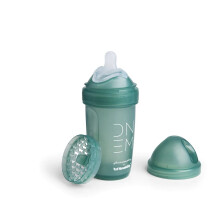 Herobility Double Anti-Colic Baby Bottle | Award-Winning Hero Baby Bottles | Soft Breast- Like Teat, Easy Mixing Lid & Net | 240ml/8.5 fl oz Dusky Gr