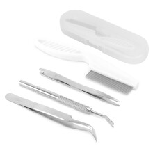 Kit d'extraction de tiques: acier inoxydable+plastique, 12 cm