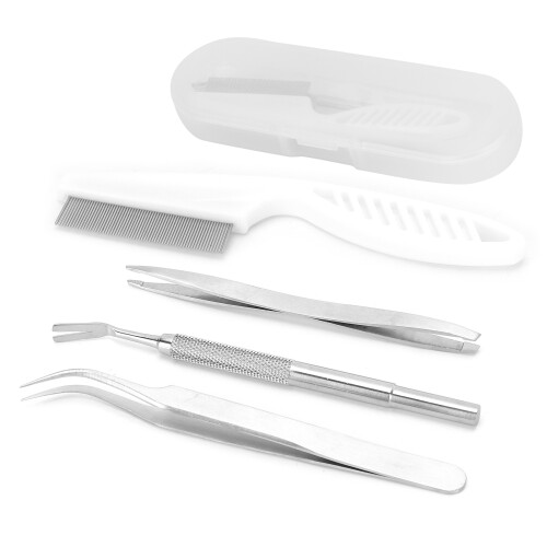 Kit d'extraction de tiques: acier inoxydable+plastique, 12 cm 1