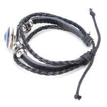 Blaues Böser-Auge-Armband Türkischer Stil Verstellbare Länge Handgewebtes Leder Herren Schmuck