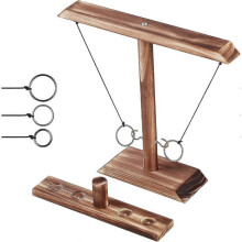 Ring Toss Games for Adults, Outdoor Indoor Handmade Wooden Hookey Ring TW