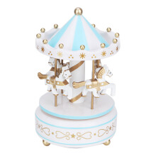 Boîte à musique carrousel bleue 18x10.8 cm 1 pièce