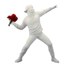 (White) Resin Decor Banksy Flower Thrower Statue Sculpture Home Ornament Tw