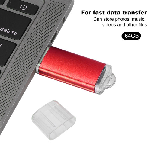 Clé USB rouge de 64 Go, boîtier transparent 2