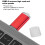Clé USB rouge de 64 Go, boîtier transparent 7