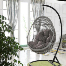(Dark Grey) Basket Egg Chair Seat Cushions Garden Hammock Cradle Pads Tw