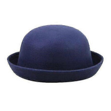 (Navy Blue) Elegant Adults Solid Hat Roll Up Brim Panama Bowler Hat Bucket Hat Mens Womens Tw