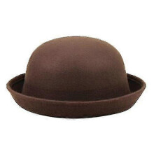 (Coffee Color) Elegant Adults Solid Hat Roll Up Brim Panama Bowler Hat Bucket Hat Mens Womens Tw