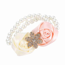 2pcs Ivory White Pink Hand Flower Wrist Corsage for Wedding & Party
