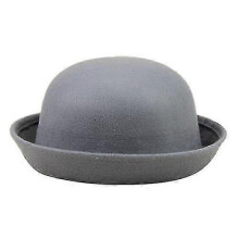 (Grey) Elegant Adults Solid Hat Roll Up Brim Panama Bowler Hat Bucket Hat Mens Womens Tw