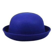 (Royal Blue) Elegant Adults Solid Hat Roll Up Brim Panama Bowler Hat Bucket Hat Mens Womens Tw