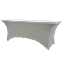 (4FT (122*76*76cm), beige) 4/6ft Rectangular Stretch Tablecloth Spandex Tight Fit Table Cover Dj Tradeshows Tw