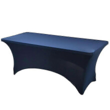 (4FT (122*76*76cm), navy blue) 4/6ft Rectangular Stretch Tablecloth Spandex Tight Fit Table Cover Dj Tradeshows Tw