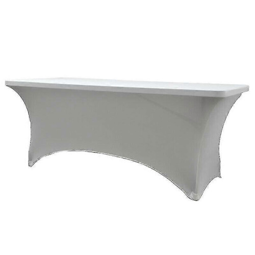 (183*76*76cm, beige) 4/6ft Rectangular Stretch Tablecloth Spandex Tight Fit Table Cover Dj Tradeshows Tw