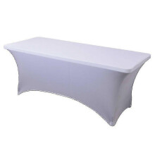 (183*76*76cm, white) 4/6ft Rectangular Stretch Tablecloth Spandex Tight Fit Table Cover Dj Tradeshows Tw