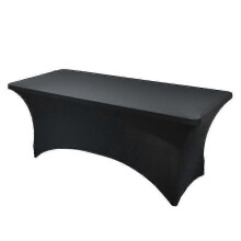 (4FT (122*76*76cm), black) 4/6ft Rectangular Stretch Tablecloth Spandex Tight Fit Table Cover Dj Tradeshows Tw