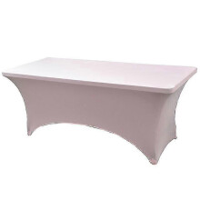 (4FT (122*76*76cm), light pink) 4/6ft Rectangular Stretch Tablecloth Spandex Tight Fit Table Cover Dj Tradeshows Tw