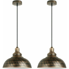 Set med 2 industriella hänglampor taklampa vintage E27 retro metall taklampa
