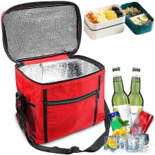 (Red) Hot Food Insulation Take-out Bag Warm Food Foldable Take-out Bag Tw