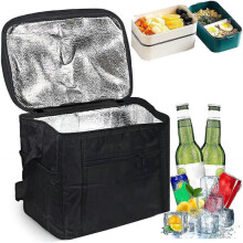 (Black) Hot Food Insulation Take-out Bag Warm Food Foldable Take-out Bag Tw