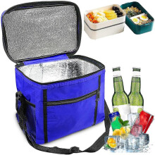 (Blue) Hot Food Insulation Take-out Bag Warm Food Foldable Take-out Bag Tw