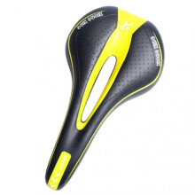(Black Yellow) Bicycle Saddle Mountain Road Bike Seat Gel Shockproof Cycling Cushion Bike Tw