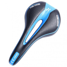 (Black Blue) Bicycle Saddle Mountain Road Bike Seat Gel Shockproof Cycling Cushion Bike Tw