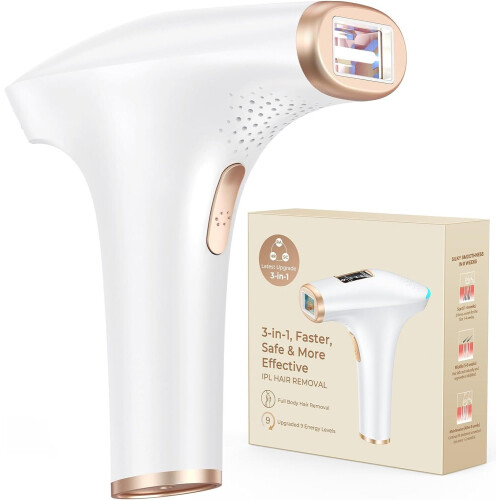 IPL Hårborttagning Laser Device 999900 Blinkar Vitguld, US Plug