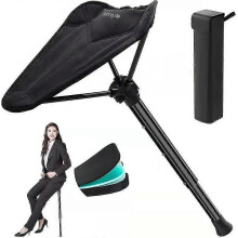 (black without stand) Outdoor Portable Stainless Steel Telescopic Stool ,with Folding Stool Seat Fishing Telescopic Chair Stool Tw