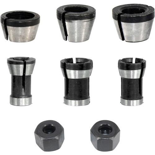 8 st 6,35/8 mm överfräs, träöverfräshylsa fräsadapter