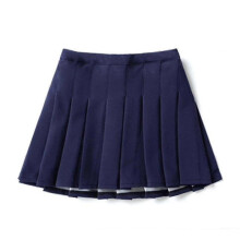 (140cm  9-10 Years, Navy Blue) Girls High Waisted Pleated Zip Tennis Style Skater Mini Skirt (kids) Tw
