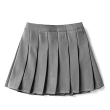 (160cm  13-14 Years, Grey) Girls High Waisted Pleated Zip Tennis Style Skater Mini Skirt (kids) Tw