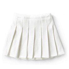 (110cm  3-4 Years, White) Girls High Waisted Pleated Zip Tennis Style Skater Mini Skirt (kids) Tw