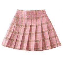 (100cm  1-2 Years, Pink Plaid) Girls High Waisted Pleated Zip Tennis Style Skater Mini Skirt (kids) Tw