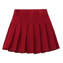 (170cm  15-16 Years, Red) Girls High Waisted Pleated Zip Tennis Style Skater Mini Skirt (kids) Tw