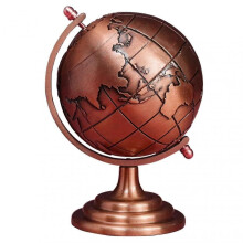 (Red with Copper) Globe Decor Vintage Style Smooth Texture Widely Applied Brass Sphere Globe Iron Display For Study Room Tw