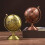 (Red with Copper) Globe Decor Vintage Style Smooth Texture Widely Applied Brass Sphere Globe Iron Display For Study Room Tw 5