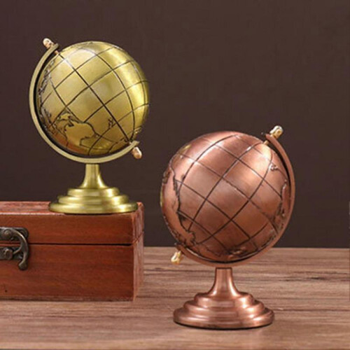 (Red with Copper) Globe Decor Vintage Style Smooth Texture Widely Applied Brass Sphere Globe Iron Display For Study Room Tw 2